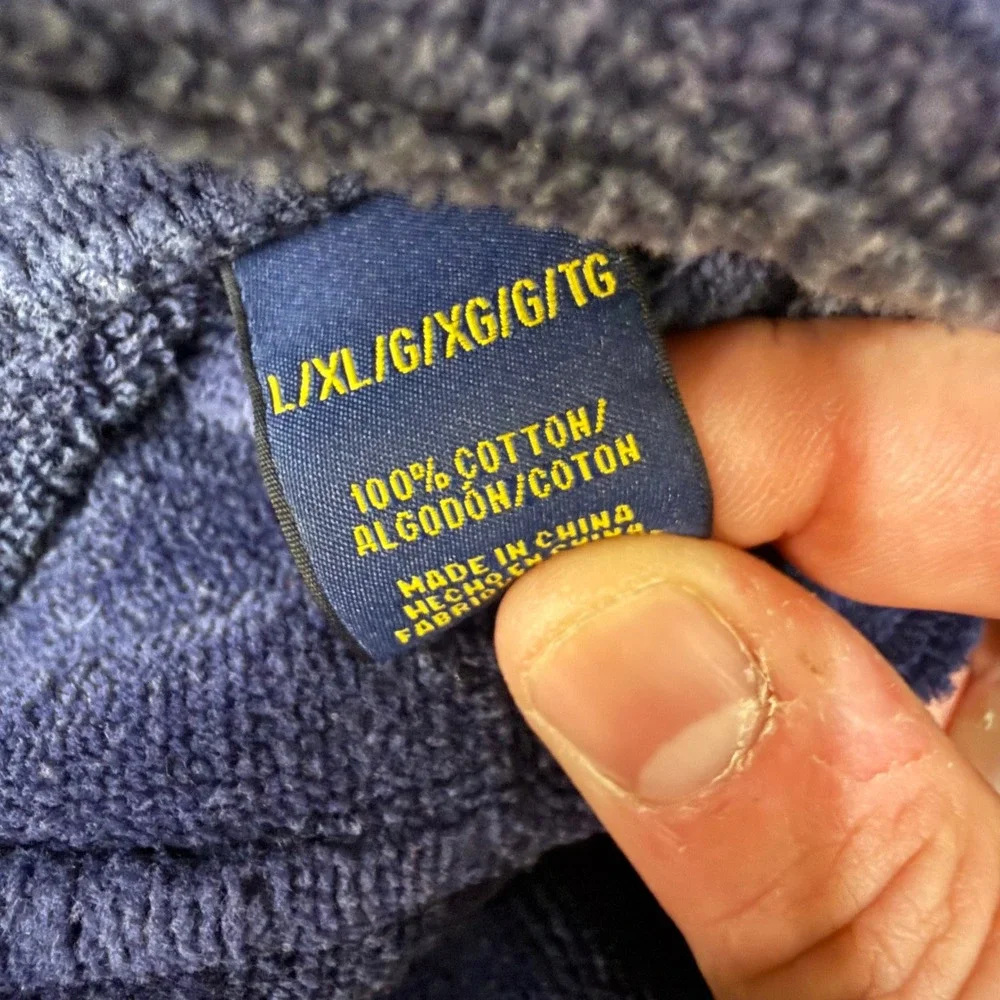 Polo Ralph‎ Lauren Mens Navy Blue Cotton Terry Cloth Robe L/XL no belt